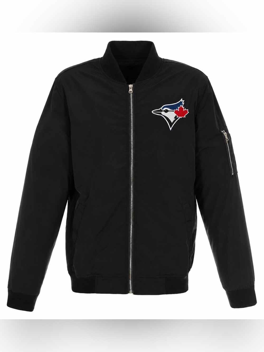 MLB Toronto Blue Jays Lightweight Nylon Bomber Jacket Blue Embroidered Logo